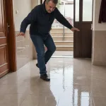 A clear slippery surface scene showing the danger of losing footing.