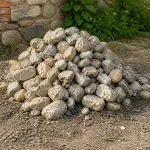 A visible pile of loose material gathered in one place.