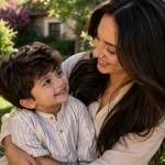 A mother warmly embracing her child, reused for cherished/affectionate meanings.