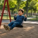 A person or object swinging back and forth.
