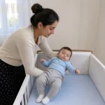 Bebeği öğle uykusu için beşiğe yatırma